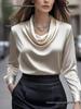 2026 Autumn Fashion Elegant Solid Color Batwing Long Sleeve Women's Shirt