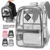 Transparente PVC-Doppelschultertasche mit mehreren Fächern für Schüler und Reisen