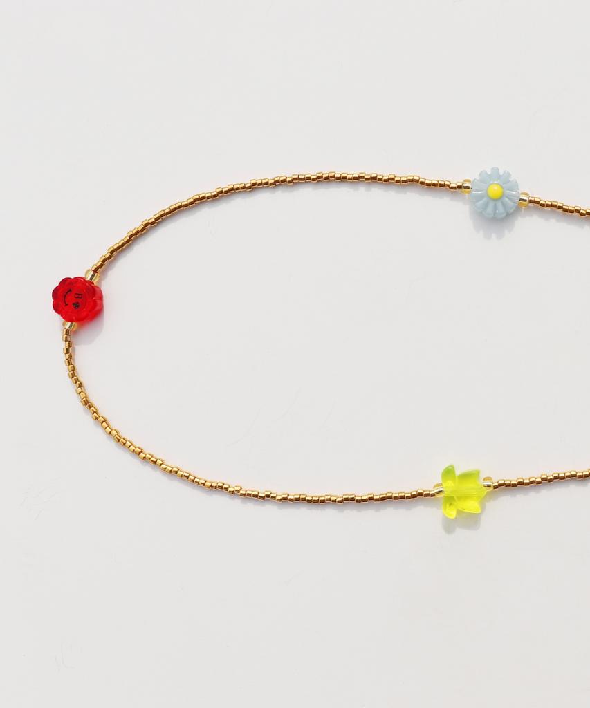 Bonbeau Unique And Fun Charms Gold Beads Long Necklace Color Motif Charm Gold Bead Long Necklace Kitsch Necklace