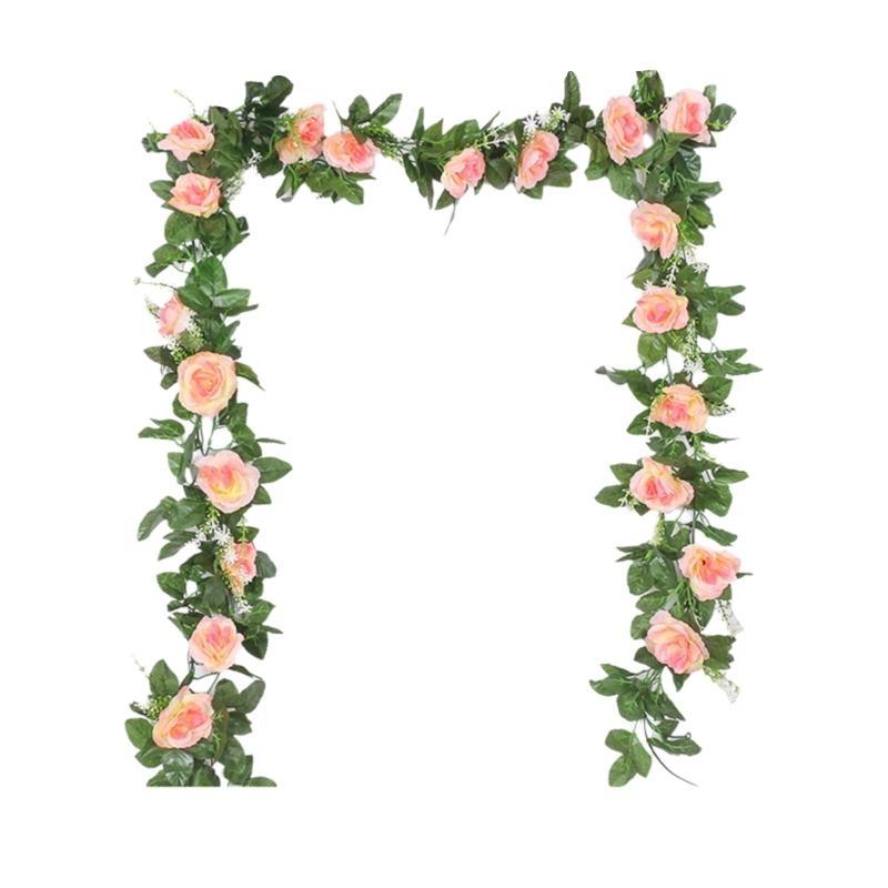 Artificial Rose Vine Flower Decoration 10 Head 7.21ft Artificial Flower Vine Hanging Plant for Wedding Home Garden