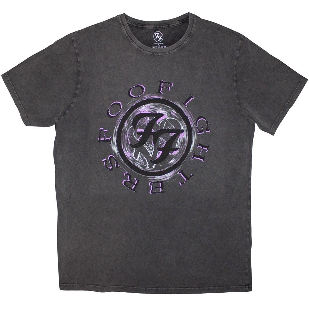Men s Foo Fighters Wheel Logo Shadow Stone Wash T-shirt Small Charcoal Grey L