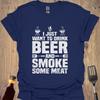 Funny BBQ T-Shirt: Drink Beer & Smoke Meat, Grill Master Tee
