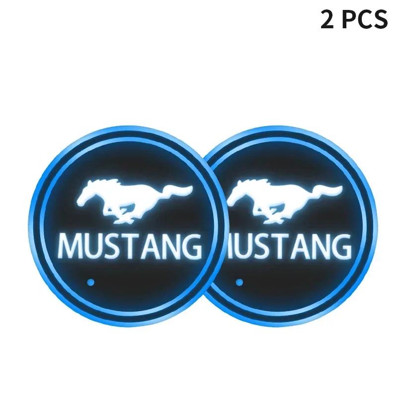 

Car Sticker Car Colors Led Cup Holder Light Mats Car Coasters Light Cup Pads For Ford Mustang GT500 GT350 Cobra Shelby Focus mk2