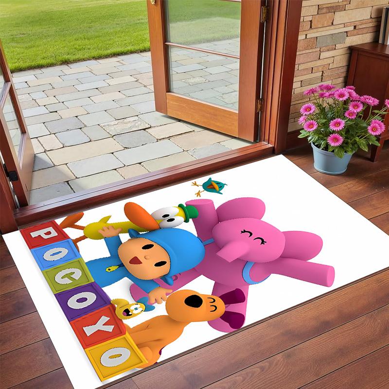 Alfombra de Piso de Terciopelo de Cristal Antideslizante, Alfombra con Diseño de Pocoyó para Decoración de Interiores, Sala de Estar, Dormitorio, Hogar