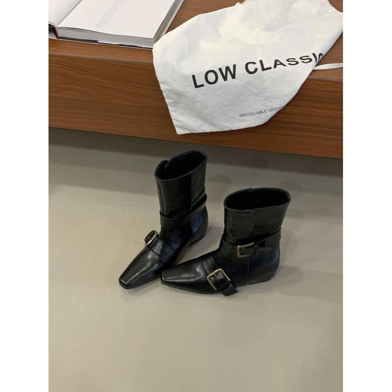 

Niche design 2 wear belt buckle short boots children s autumn and winter new commuting versatile short boots temperament thin trouser boots 39 чёрный