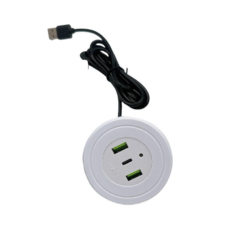 Sofa Desktop Hole Embedded USB Charger USB C Phone Charger for Laptop PC Office Mobile Phone Charging Socket Replace