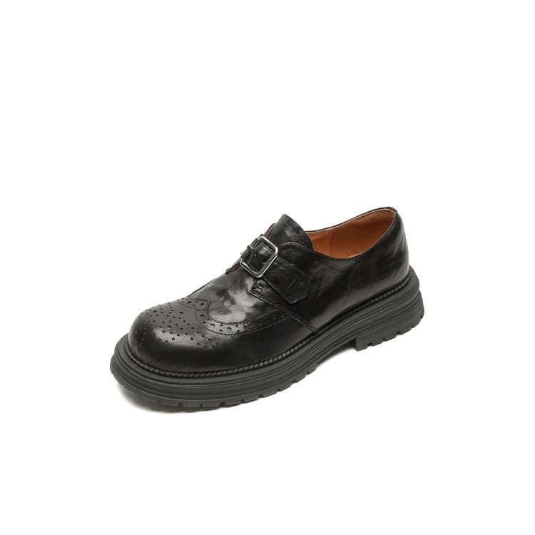 

Мода НОВЫЕ Весна/Осень Женские Лоферы Круглый Носок Массивный Каблук Обувь из Натуральной Кожи Женская Обувь Ремешок с Пряжкой Женские Туфли-Лодочки Обувь Броги 40 чёрный