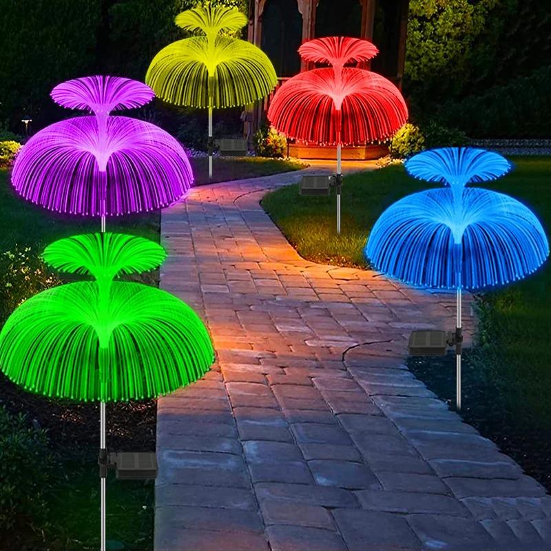 LED Solar Jellyfish Garden Lights Outdoor Waterproof Christmas Ornaments Yard Balcony Lawn Decoration Solar Powered Flowers Lamp
