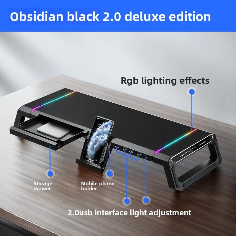 Computer Monitor Stand Riser Adjustable Folding Desktop Bracket Storage Base Multi Functional Organizer for Home Office Use