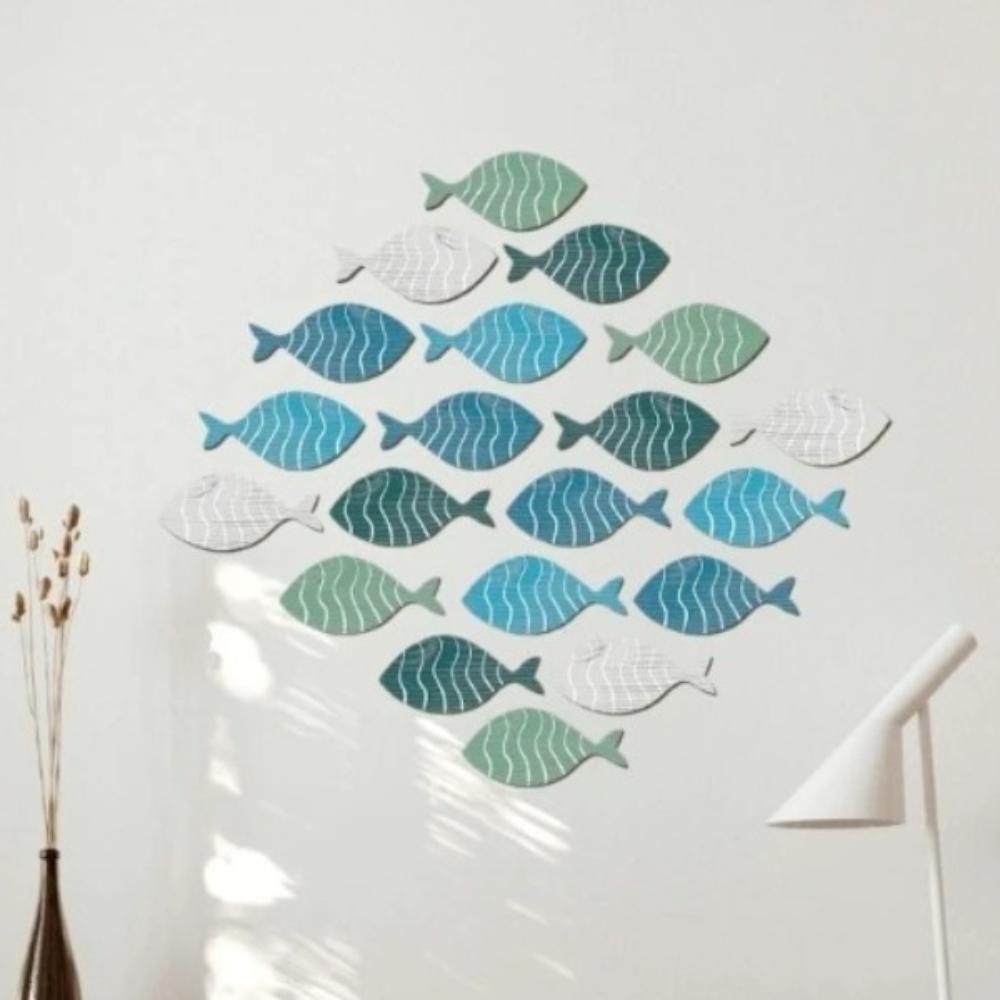 20pcs Wall Art Coastal Beach Fish Pendant Wooden Ocean Animal Signs  Summer Outdoor
