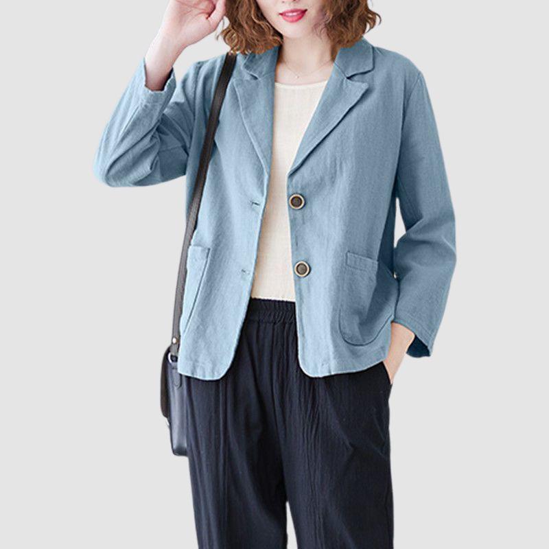 2025 Women's Fashionable Autumn Casual Cotton-Linen Short Blazer