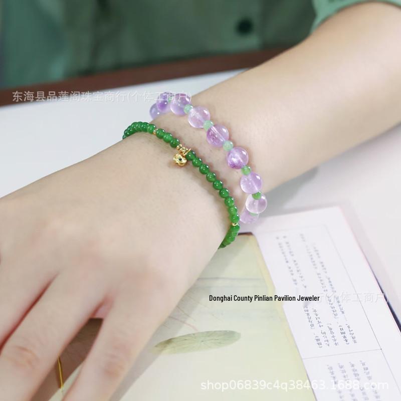 Women's High-End Lavender Amethyst Beaded Bracelet - Elegant National Style Design