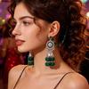 Bohemian Rhinestone Flower Tassel Earrings - Exaggerated Ethnic Style with Bells