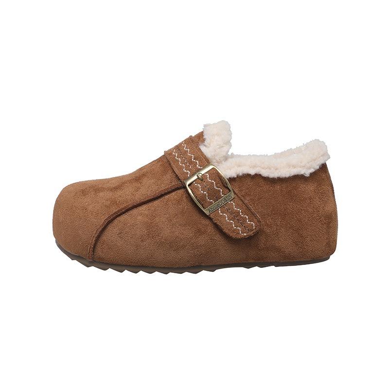 The Buckle Is Simple, the Belt Buckle Is Mao Mao's Autumn and Winter Fashion, and the Outer Wear Is a Pedal To Keep Warm. Girls Mao Mao Cotton Shoes