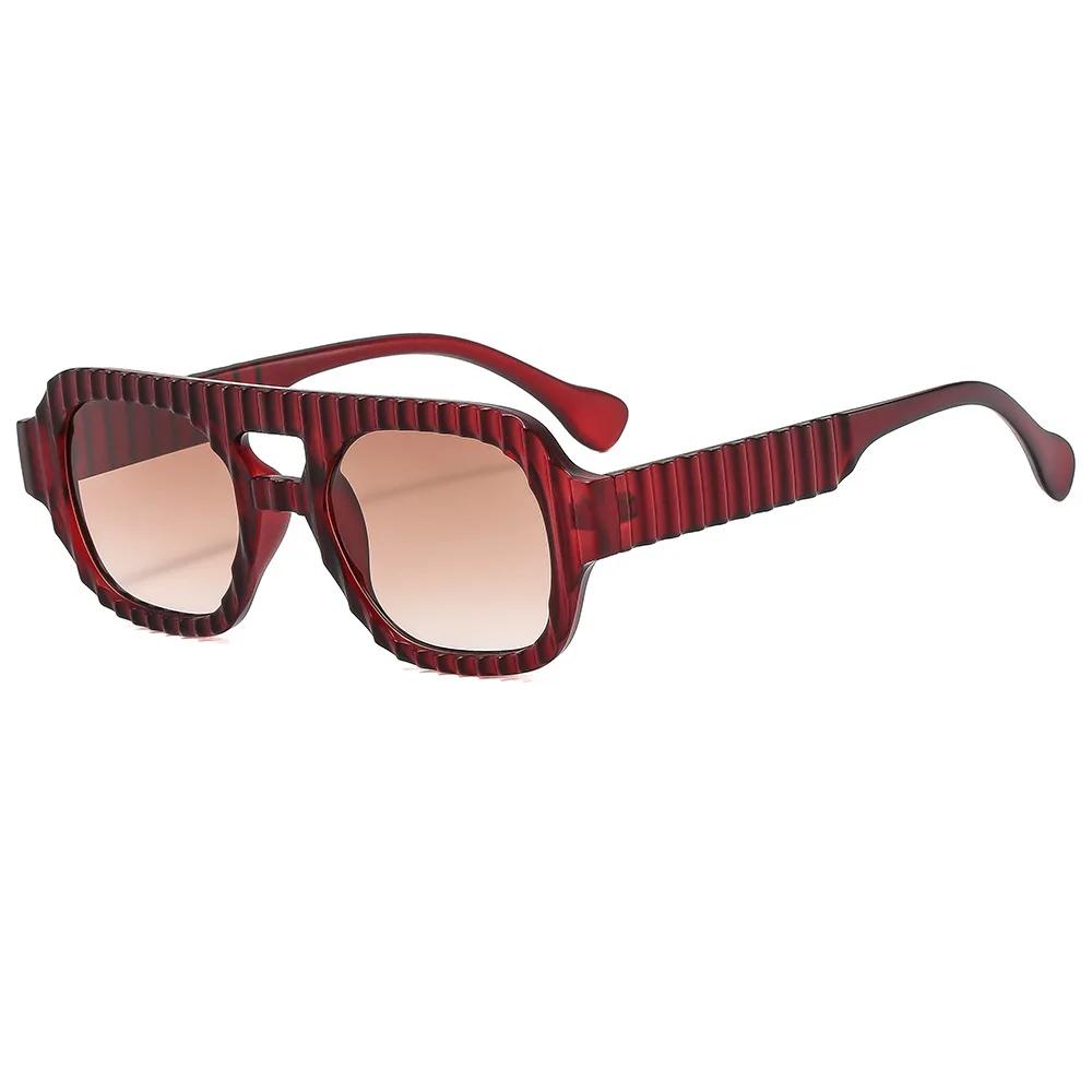 

Popular Vintage Double Bridge Stripe Square Sunglasses Women For Men Luxury Brand Designer Sun Glasses Punk Travel Candy Shades