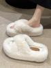 2025 Spring Women's Fuzzy Slippers: Thick Sole, 7cm Height Boost, Korean Style for Petite Women, Perfect for Autumn/Winter Wear.