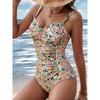 Sommerlicher Blumendruck Sexy Einteiler Badeanzüge Damen Bademode Hochgeschnitten Bikini Bademode Badeanzug zum Schnüren Strandbekleidung