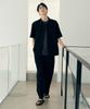 MINDBRIDGE [Couture] Black One-Tuck Relaxed Fit Modified Texture Elastic Waist Pants