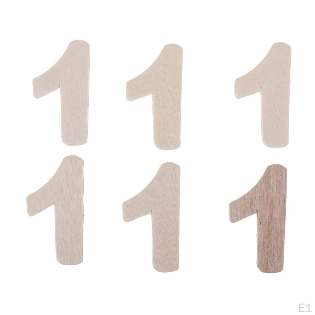 60 Pieces Natural Wood 0-9 Arabic Number Embellishment with for Kids Educational Toys Games