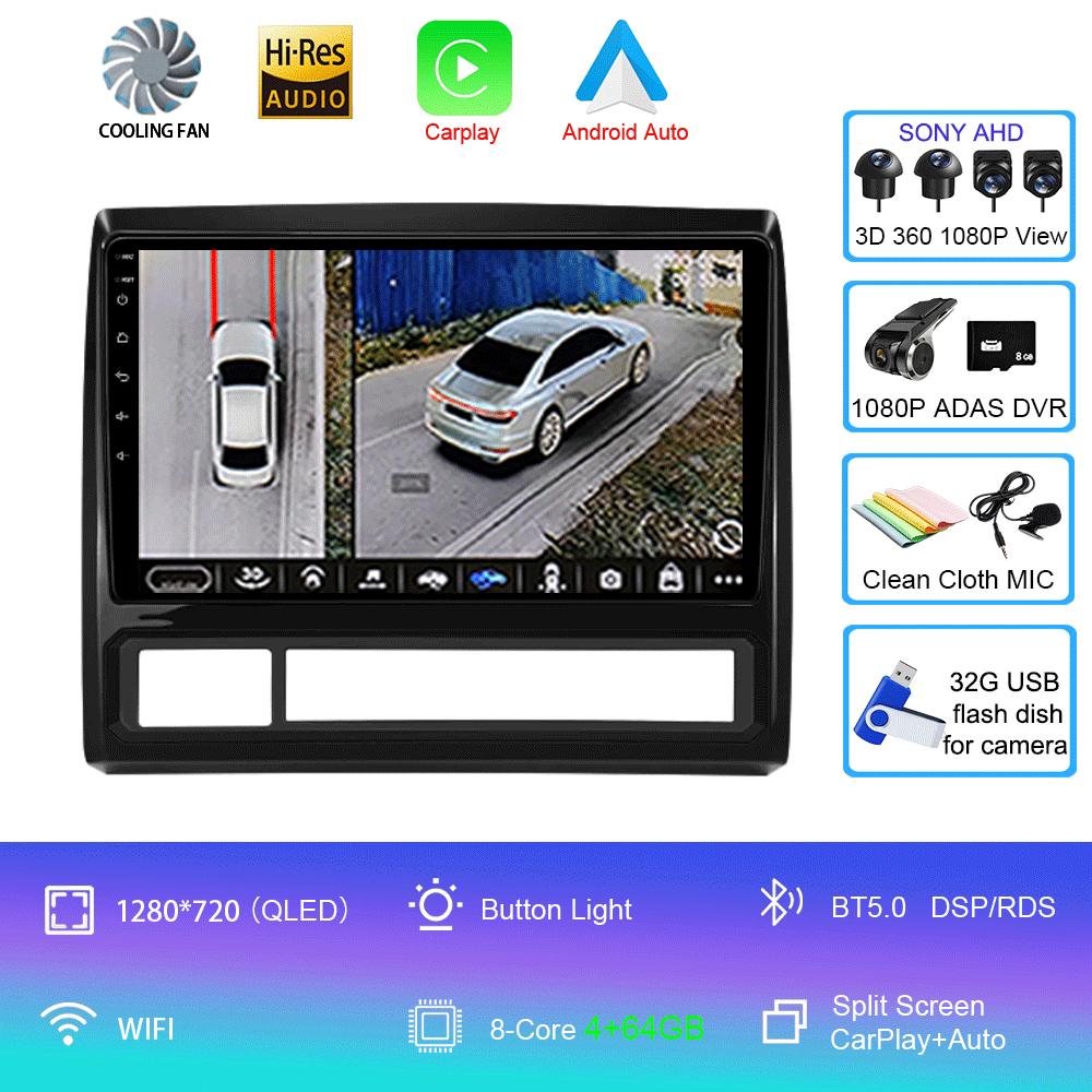 Android 14 Carplay Auto Car Radio For Toyota Tacoma 2 N200 Hilux 2005-2013 GPS Navigation Multimedia Player DSP Stereo WiFi 4G