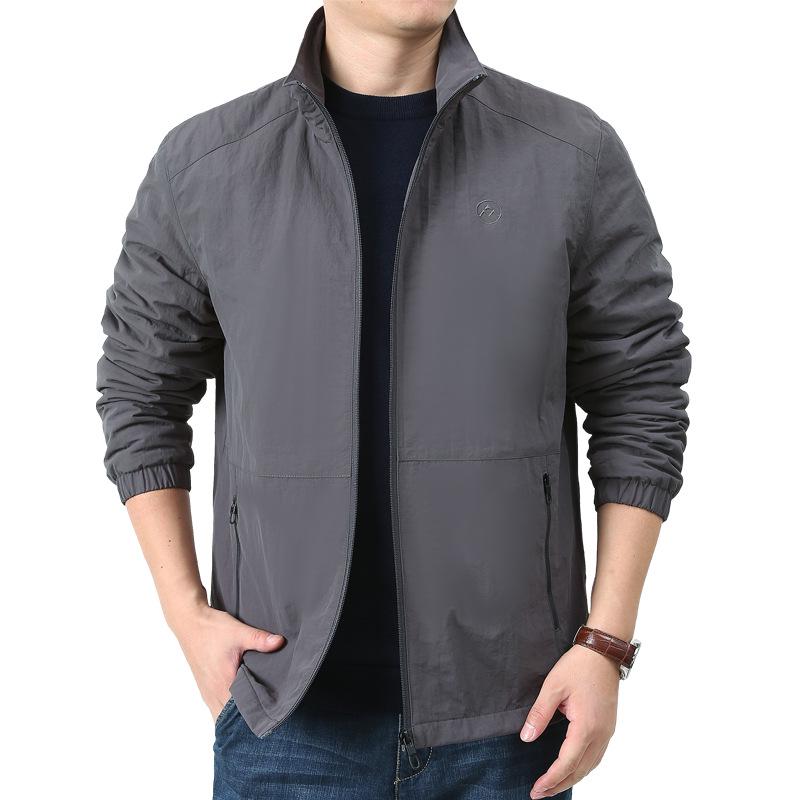 KPB Men's Plus Size Fleece-Lined Autumn Jacket with Stand-Up Collar