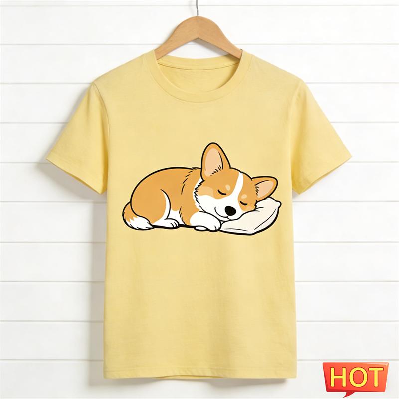 Summer Cute T Shirts Fashion Short Sleeve Funny Dog Crew Neck T-shirts Casual