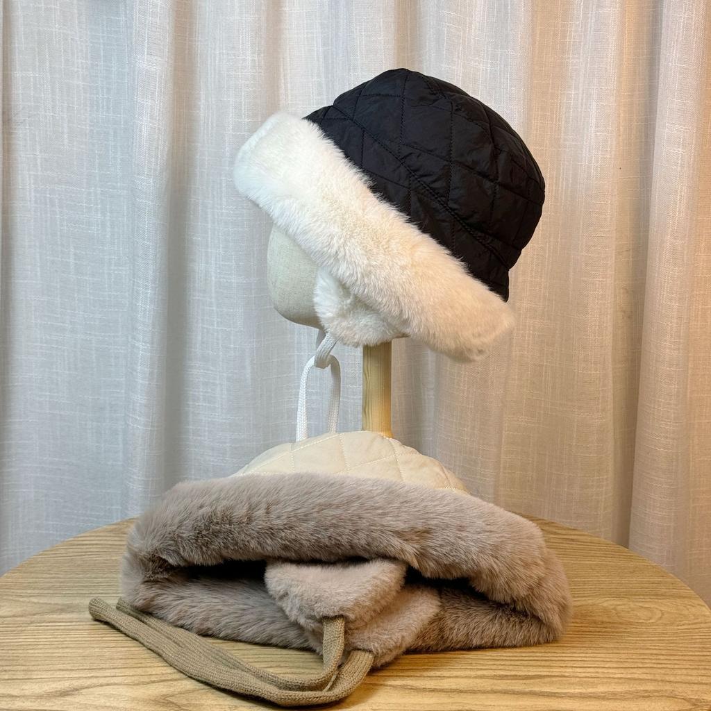 Big Face Ear Protection Fisherman Hat Women's Autumn and Winter Face Small Plus Velvet Thickened Warm Plush Basin Hat Cycling Windproof Hat