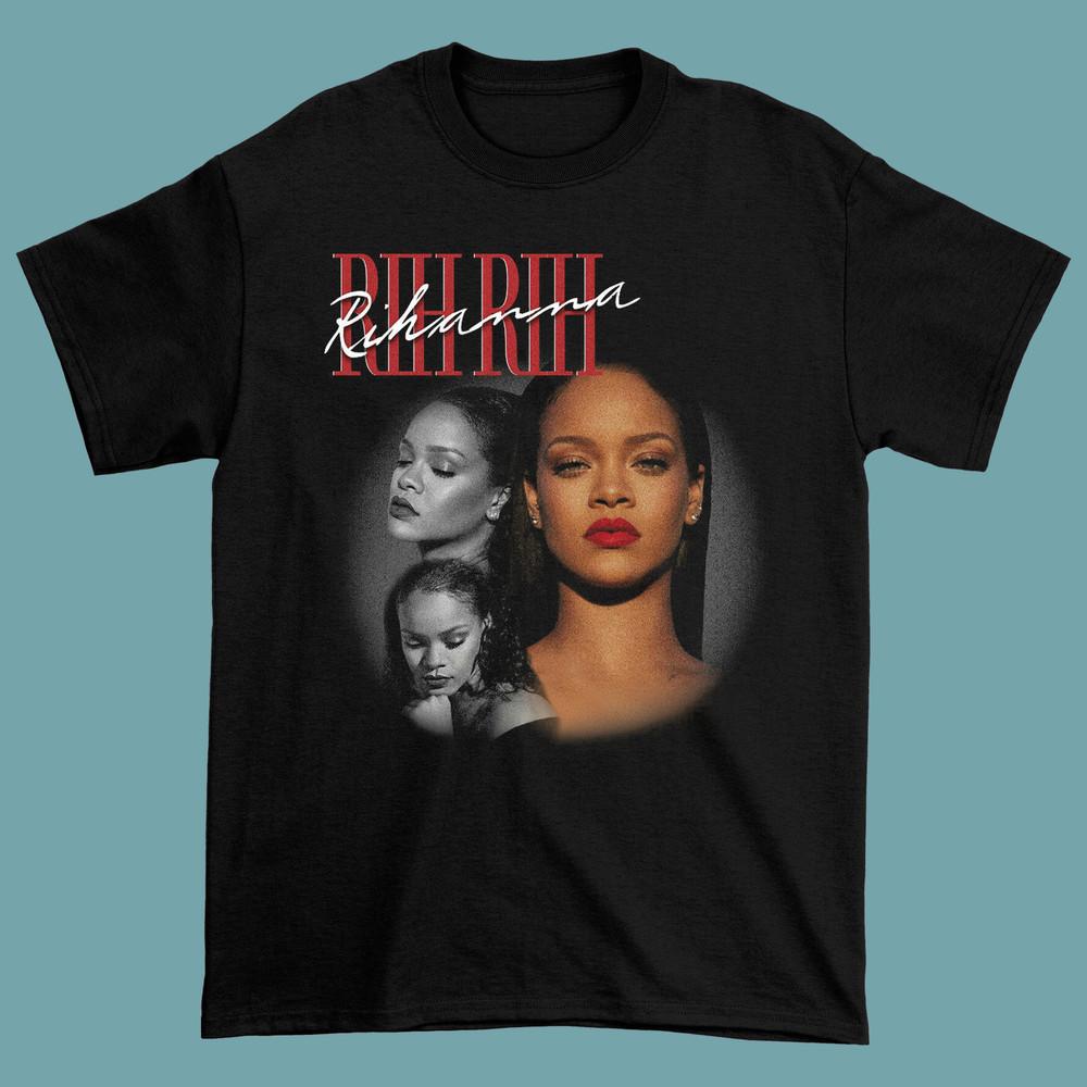 T-shirt Rihanna Uomo Donna Nera Manica Corta Tutte le taglie S-4XL Regalo Fan
