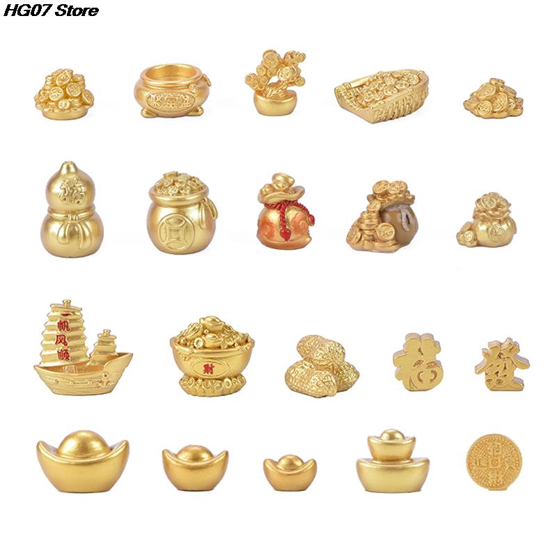 Feng Shui Glücksbringer Fa Cai Geldbaum Goldbarren Tasche Glücksbringer Frühlingsfest Maskottchen Desktop Ornament Auto Wohnkultur Handwerk
