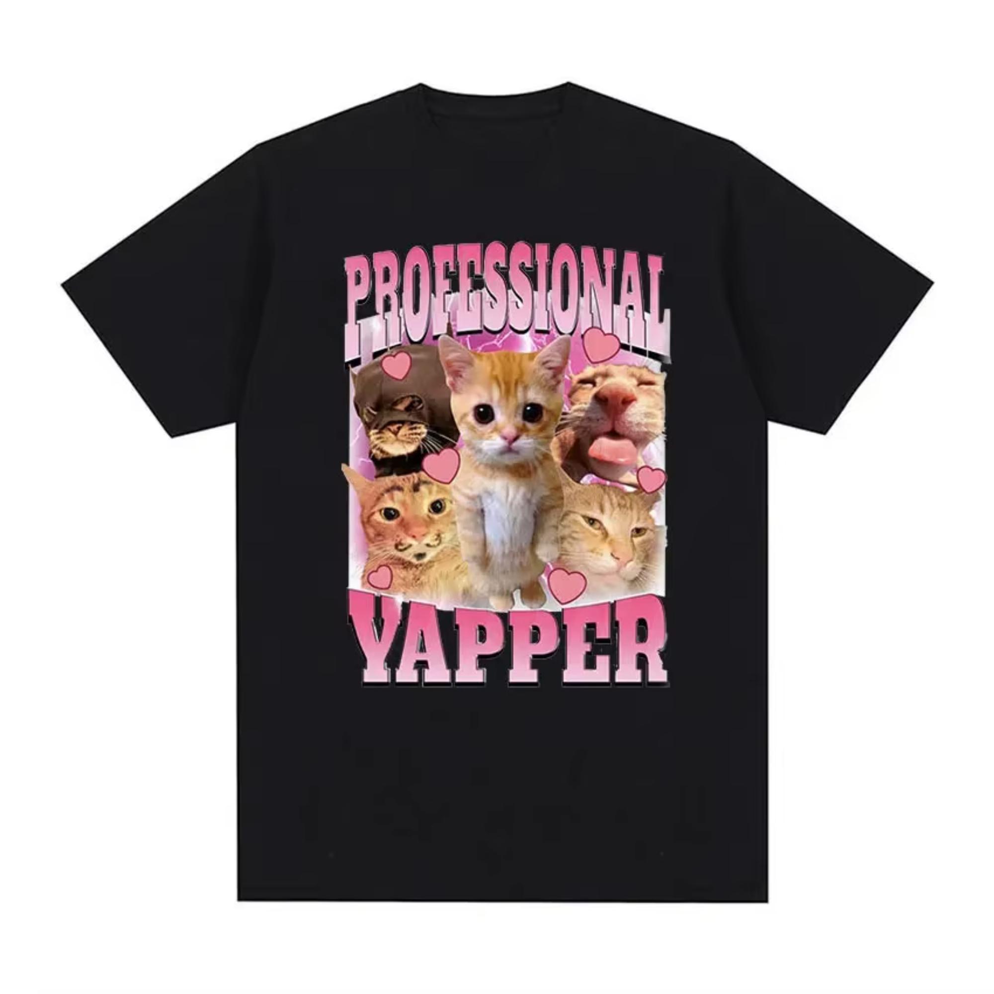 

Fun Cat Printed Womens Tshirt Fashion Trend Top for Spring and Summer Pure Cotton Unisex Short Sleeved Tshirt S