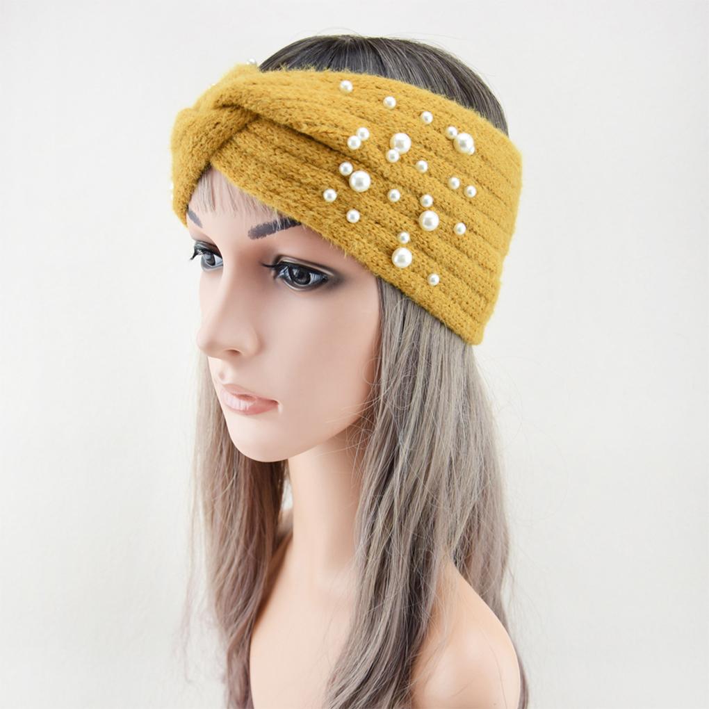 Warm And Stylish Ear Warmer Winter Headband For Women Lightweight New Pearl Knitted Cross Headbands