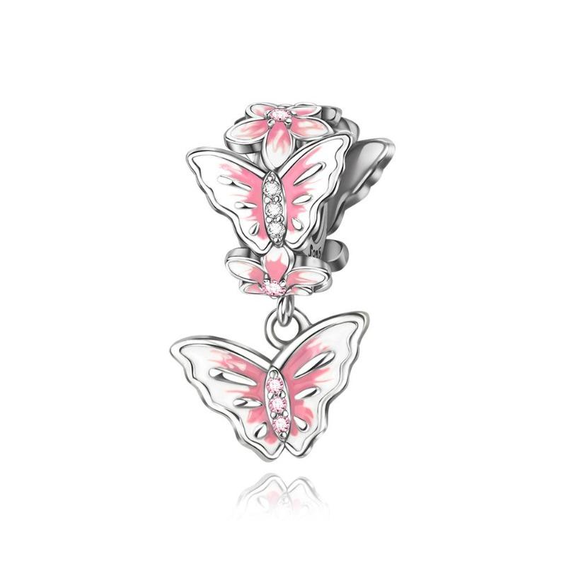 New Daisy Flower Spacer Charms Copper Pink Blossom Butterfly Heart Bird Beads For Necklace Diy Bracelet Jewellery