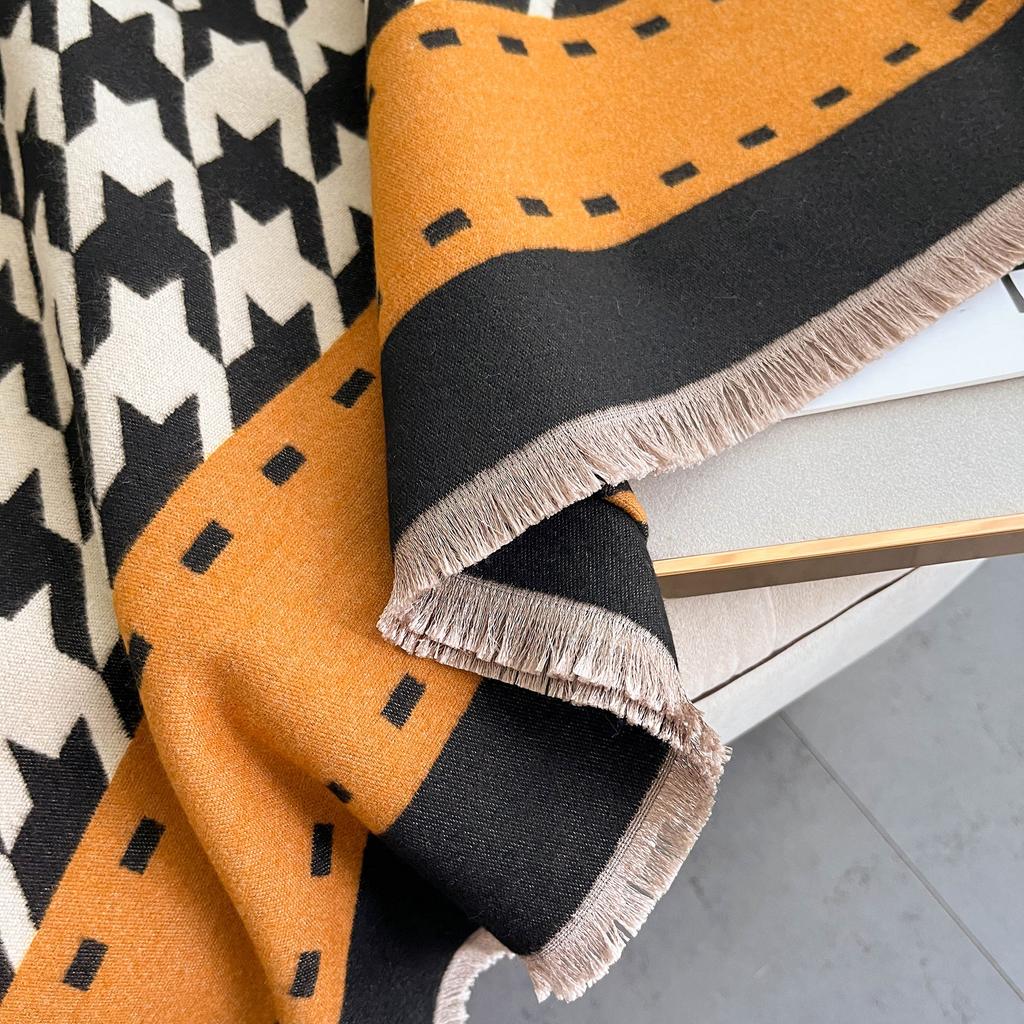 New Winter Houndstooth Scarf Women Cashmere Warm Pashmina Foulard Female Shawls Wraps Thick Soft Bufanda Poncho Scarves Hijab