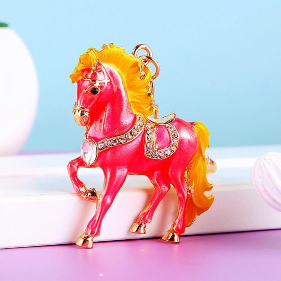 Horse Keychain Sparkling Rhinestone Keyring with Sparkling Rhinestones Inlaid Decorative Good Fortune Key Chain Holiday Accessory