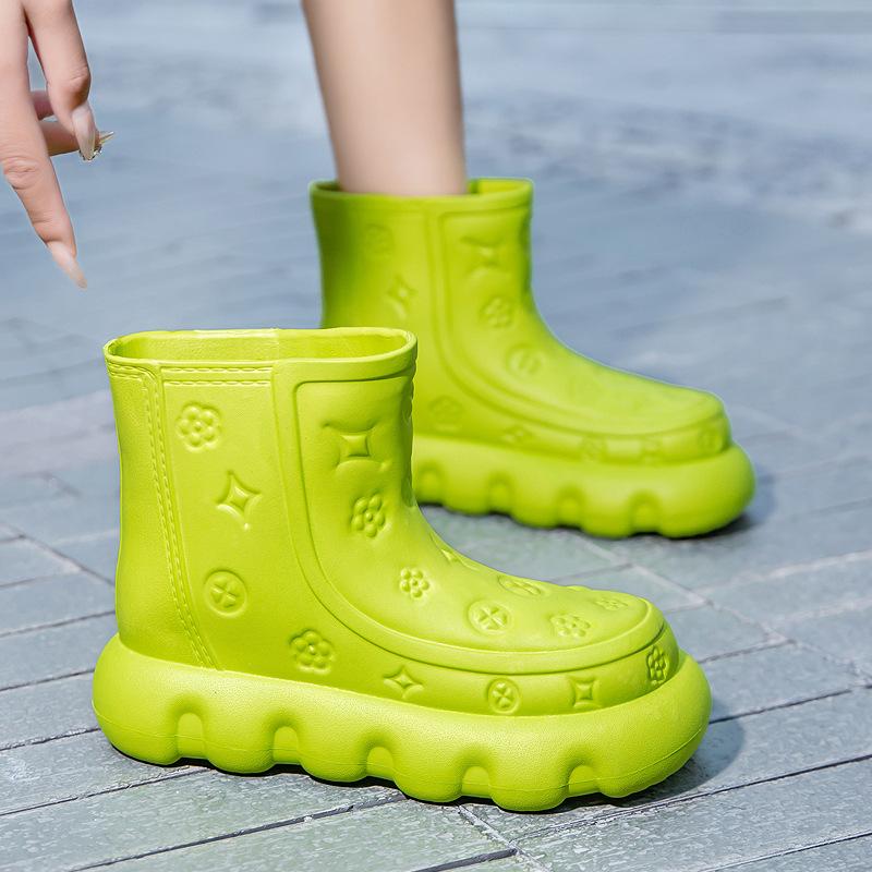 

Сверхлегкие дождевые ботинки из ЭВА, женские, короткие, нескользящие, водонепроницаемые, легкие, модные, взрослые, для работы на открытом воздухе, из терморезины 40/41 зелёный