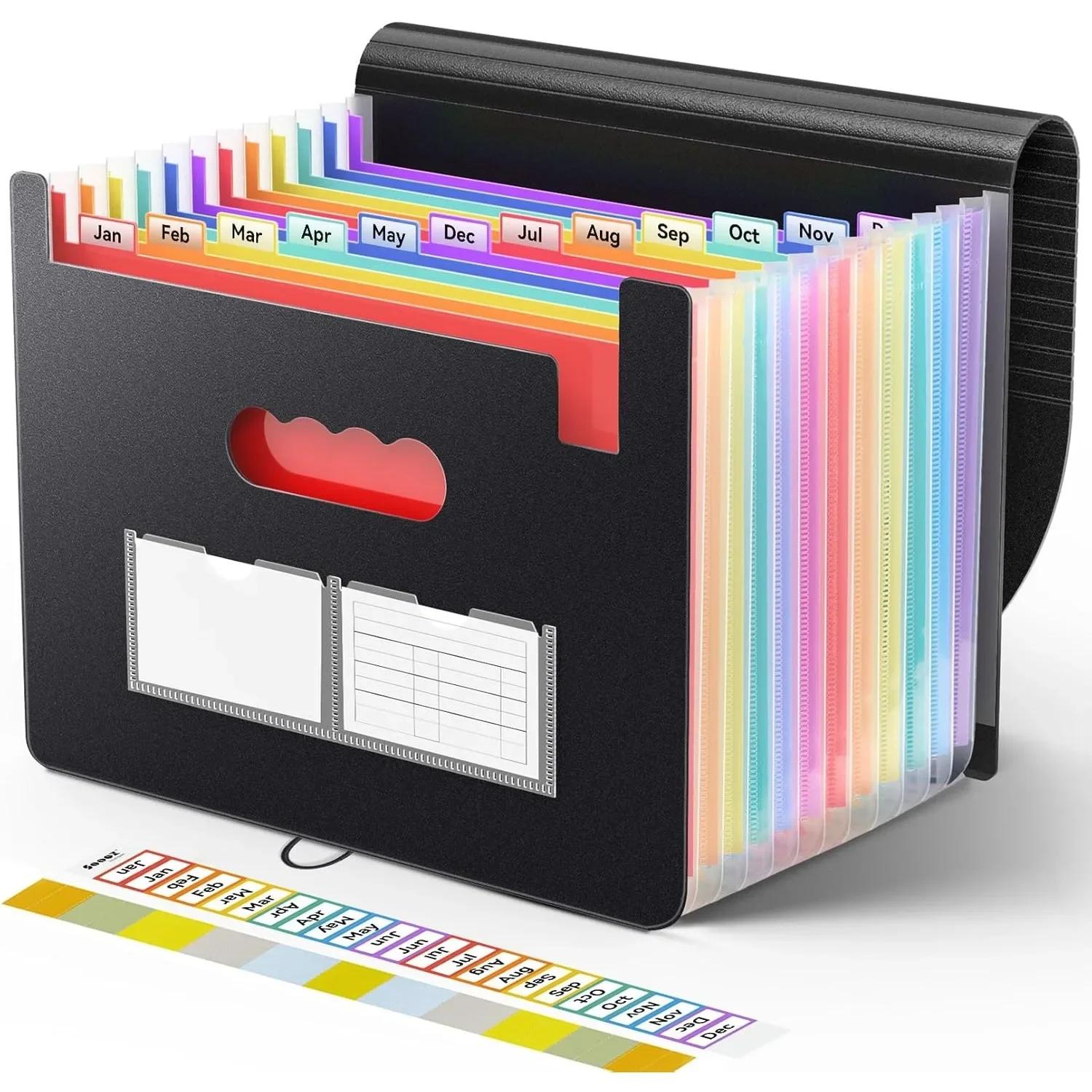 Portable Organ Organizer - 12 Pocket Expandable File Folder, Monthly Paper Bill & Tax Receipt Organizer