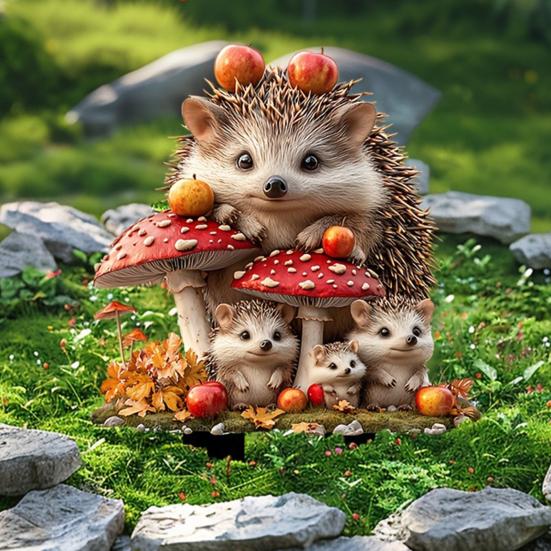 Cartoon Hedgehog Garden Stake Decoration, 2D Acrylic Animal Yard Sign, Outdoor Courtyard Lawn Pathway Animal Shape Ornament
