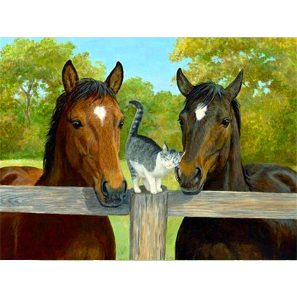 Diamant Kunstmaleri Dyre Katt Bilder Av Rhinestones Diamantbroderi Salg Hest Full Mosaikk Dekor For Hjem