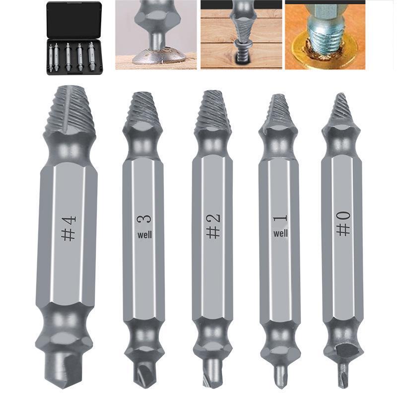 5-Piece Double-Ended Screw Extractor Bit Kit for Broken or Stripped Screws