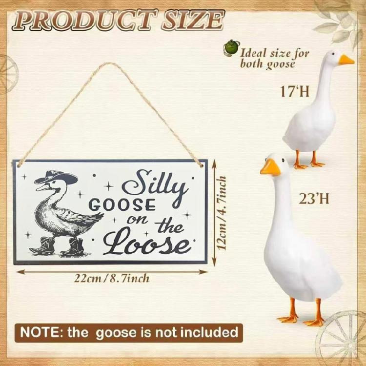 Artistic Garden Security Sign Porch Gooses Outfits Sign Decorations Suitable for Fences, Gardens, Lawns