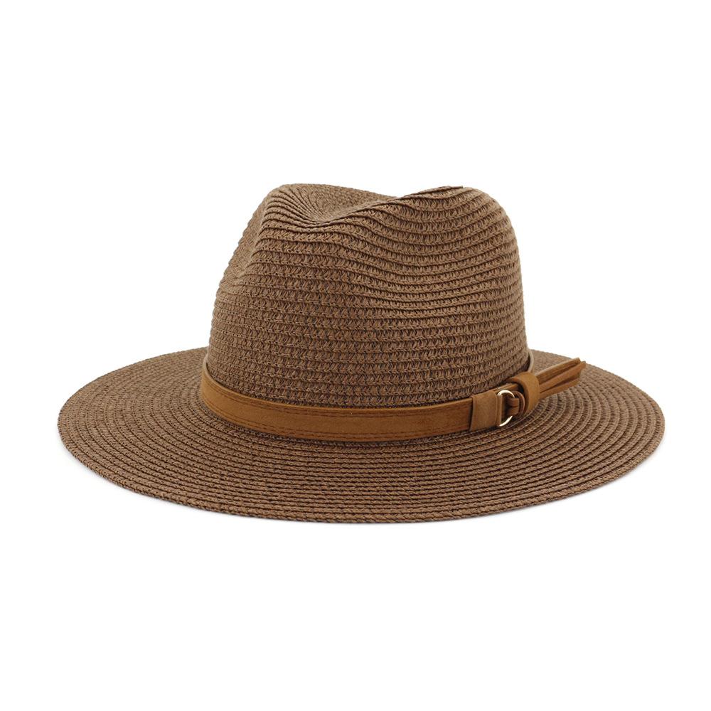 Nuovo Taglia Grande 59-60CM Cappello Panama Cappelli Estivi da Sole per Donna Uomo Esterno Spiaggia Paglia Cappellino Protezione UV Chapeau Cappello Jazz Trilby