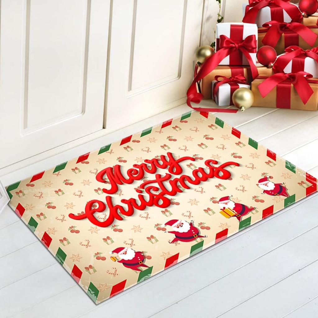 Christmas Holiday Welcome Rug Doormat Festive NonSlip Door Rug for Living Room Bedroom Kitchen Entrance Home Seasonal Decor