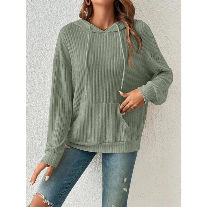 2025 autumn and winter new knitted warm casual all-match women's hooded sweater with pockets 8803