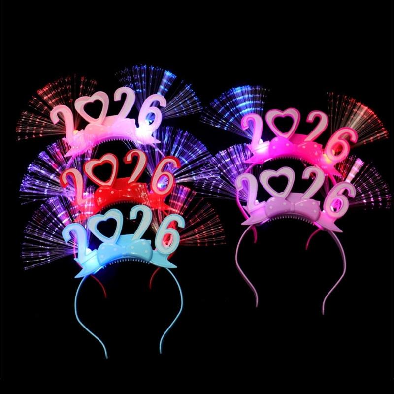 Pack of 4 Glowing Hairbands Assorted Colors Hair Hoop for Celebration Lightweight Comfortable Plastic Outdoor Use