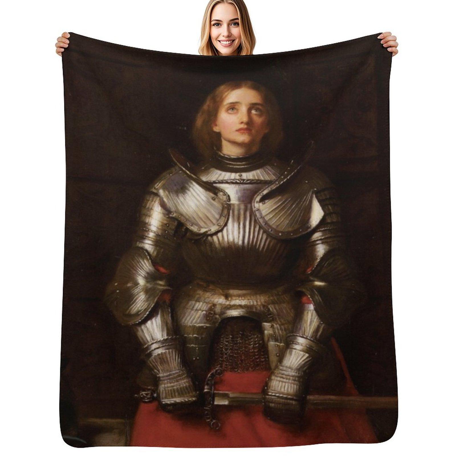 Saint Joan of Arc by John Everett Millais Throw Blanket Multi Use Warm Blanket for Living Room Bedroom Size: 75*100cm, Weight: 230 GSM