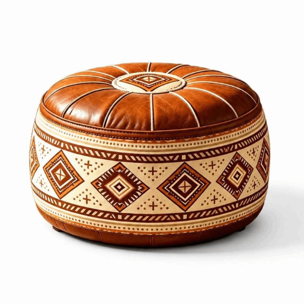 Round Shape Storage Ottoman PU Leather Round Pouf Cover New Floor Seat Cushion Home Use