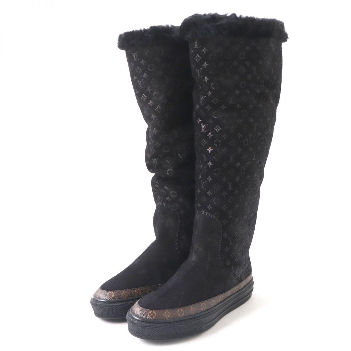 Excellent LOUIS VUITTON boots black Mouton Women 35 Used