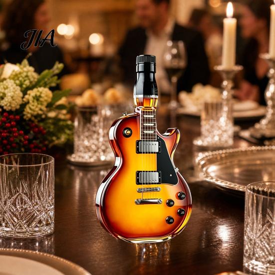 Decanter Retro in Vetro Borosilicato a Forma di Chitarra Decorativa, Grande Capacità, Tappo a Vite, Birra per Conservazione E