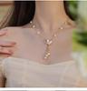 Titanium Steel Freshwater Pearl Necklace with Butterfly Inlay