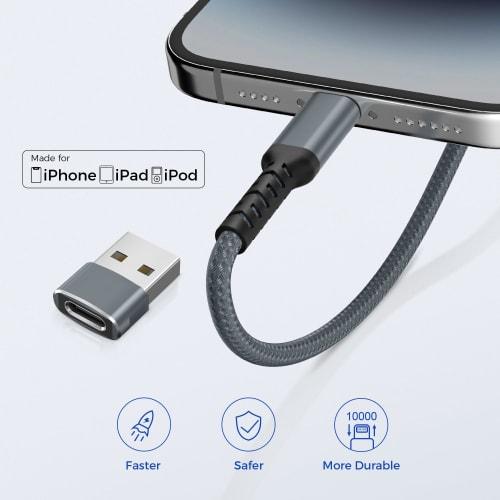 Basesailor USB C Lightning Charging Cable 3M and USB Adapter, MFI Certified iOS Lightning Cable Type C PD Fast Charging Cord, Compatible with iPhone 1